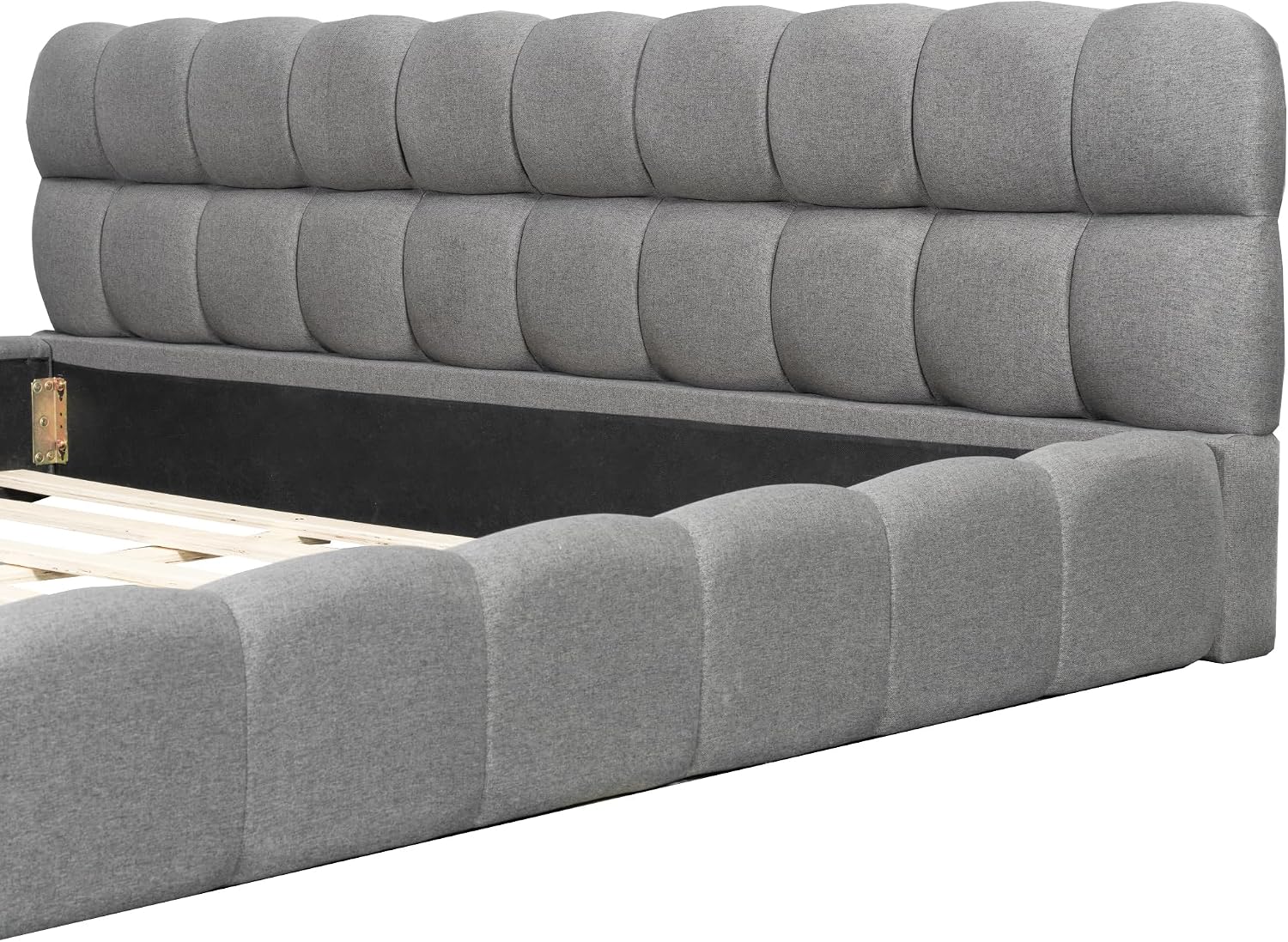 King Size Modern Cloud Bed,King Size Upholstered Platform Bed with Thick Fabric, Grounded Bed with Solid Frame,Floor Bed Frame (Gray)