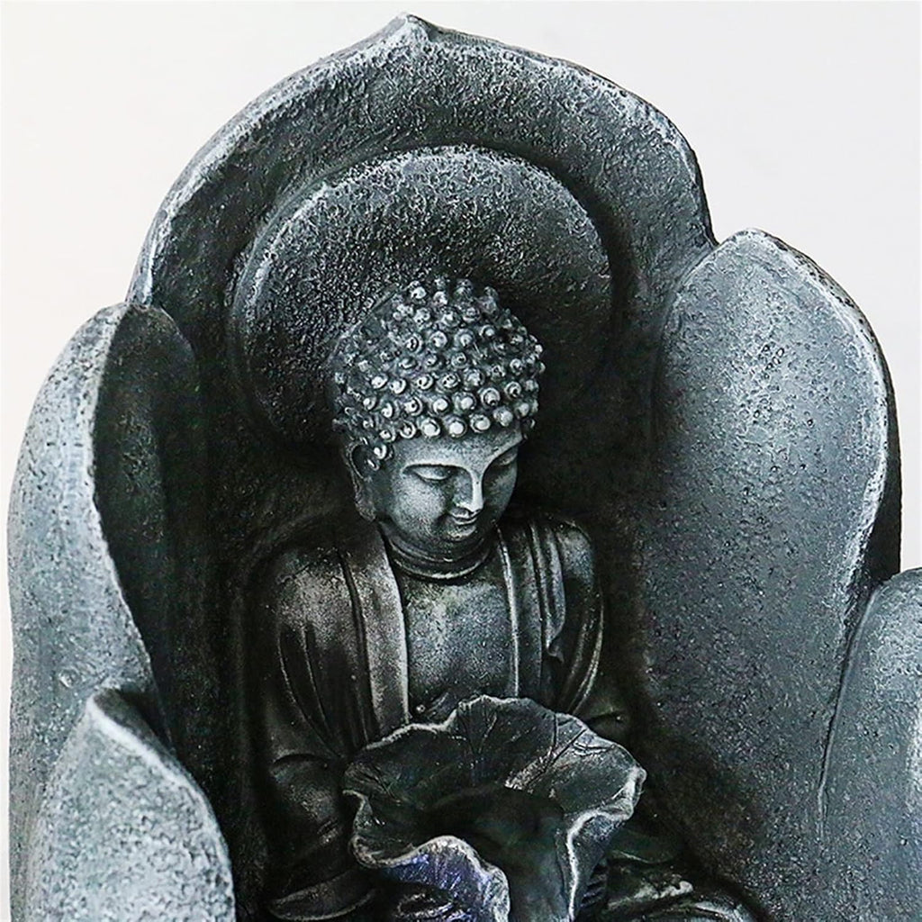 Indoor Water Fountain Tabletop Fountains Desktop Lucky Buddha Statue Flowing Water Fountain Living Room Entrance Decoration Home Decoration Landscape Decoration Meditation Fountain (Size : Brass) ( )