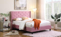 HomeLife Premiere Classics Velour Pink 51' Tall Headboard Slats Full-5 Year Warranty Included 007 Platform Bed