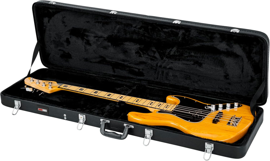 Gator Cases Hard-Shell Wood Case for Electric Bass Guitars, Fits Fender Precision/Jazz Bass, & More (GWE-BASS)