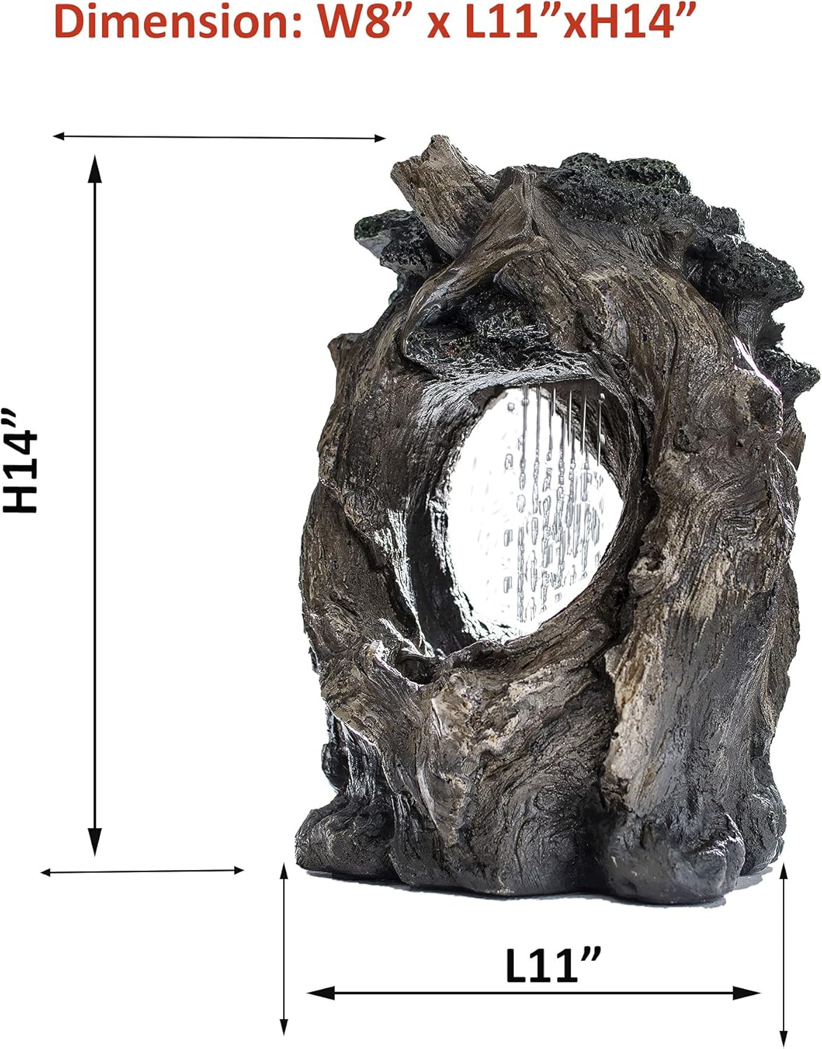 Litedeer Artsy Tree Tabletop Water Fountain, Home Décor Soothing Sound Machine - Indoor Zen Relaxation for Office, Living Room, or Bedroom Desk Decoration, 14' Tall (DGF-172104)