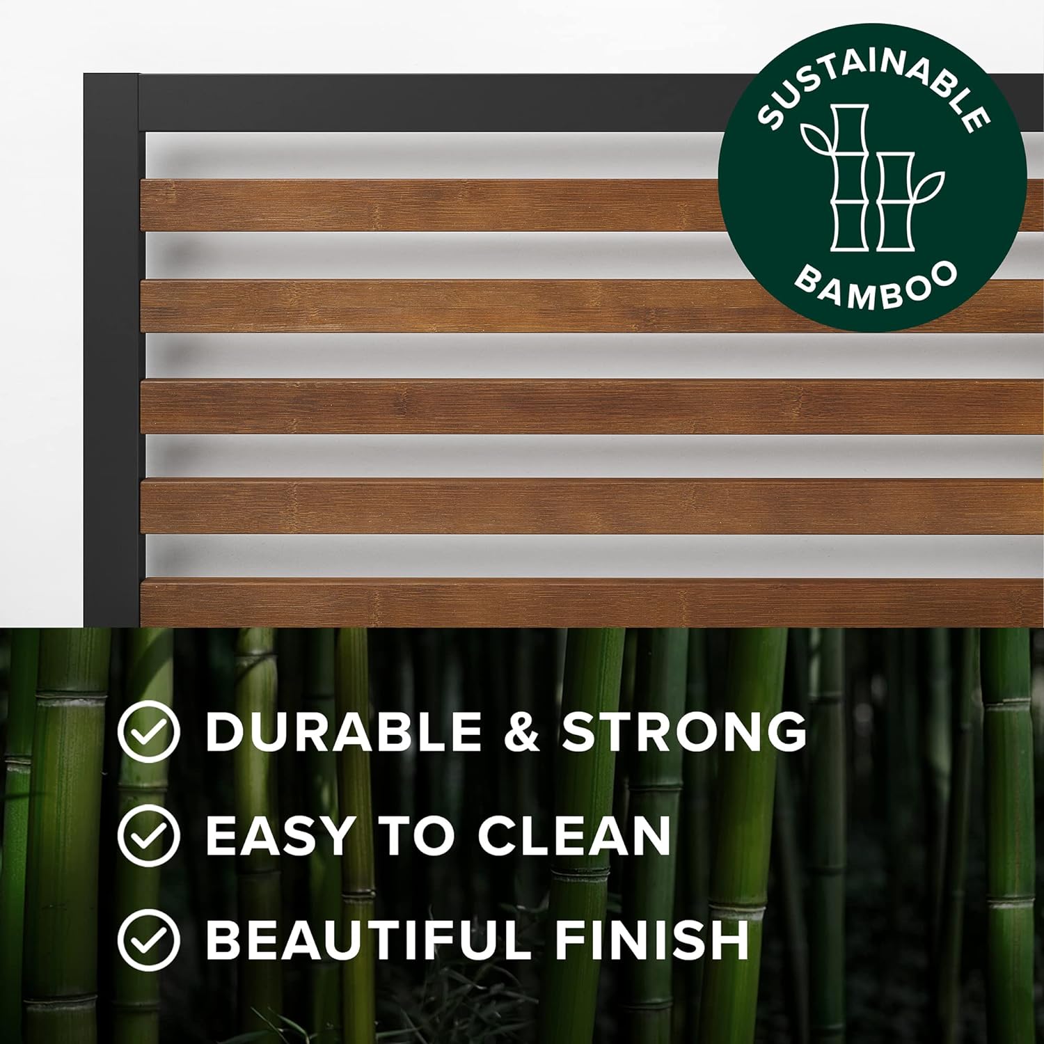Zinus Kai Bamboo and Metal Platform Bed Frame with Headboard, No Box Spring Needed, Easy Assembly, Queen, Brown