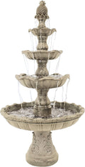 Sunnydaze Grand Courtyard 4-Tier Large Outdoor Water Fountain - 80' Tall Outdoor Fountain - Tiered Electric Garden Water Feature for Patio, Backyard, or Yard - Faux Stone Resin - Earth
