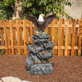 YZM Bald Eagle Statue Outdoor Fountain Tiered Cascading Rock Water Feature for Garden Patio Backyard Porch Deck 38.58' Tall Outdoor Waterfall Sculpture Elegant Garden Decor