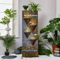 49.21' Outdoor Garden Water Fountain with Lights Floor-Standing 4 Tiers Cascading Large Waterfall Fountain for Patio, Backyard, Deck, Porch and Home Art Decor