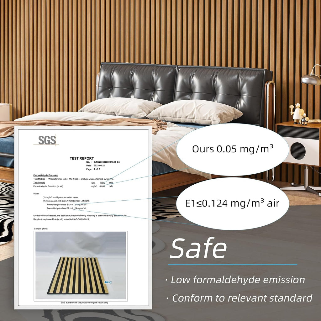 Art3d 2 Pack 94.5 x 24 inch Wood Slat Acoustic Panels for Wall & Ceiling - 31 sq.ft 3D Fluted Sound Absorbing Panel with Wood Finish, Teak