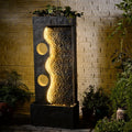 46.8' H Water Fountain Outdoor Water Fall Fountains Indoor Waterfall Modern Fountain with LED Lights Floor-Standing for Outside Garden, Patio, Backyard, Deck, Porch, Landscaping, Balconies