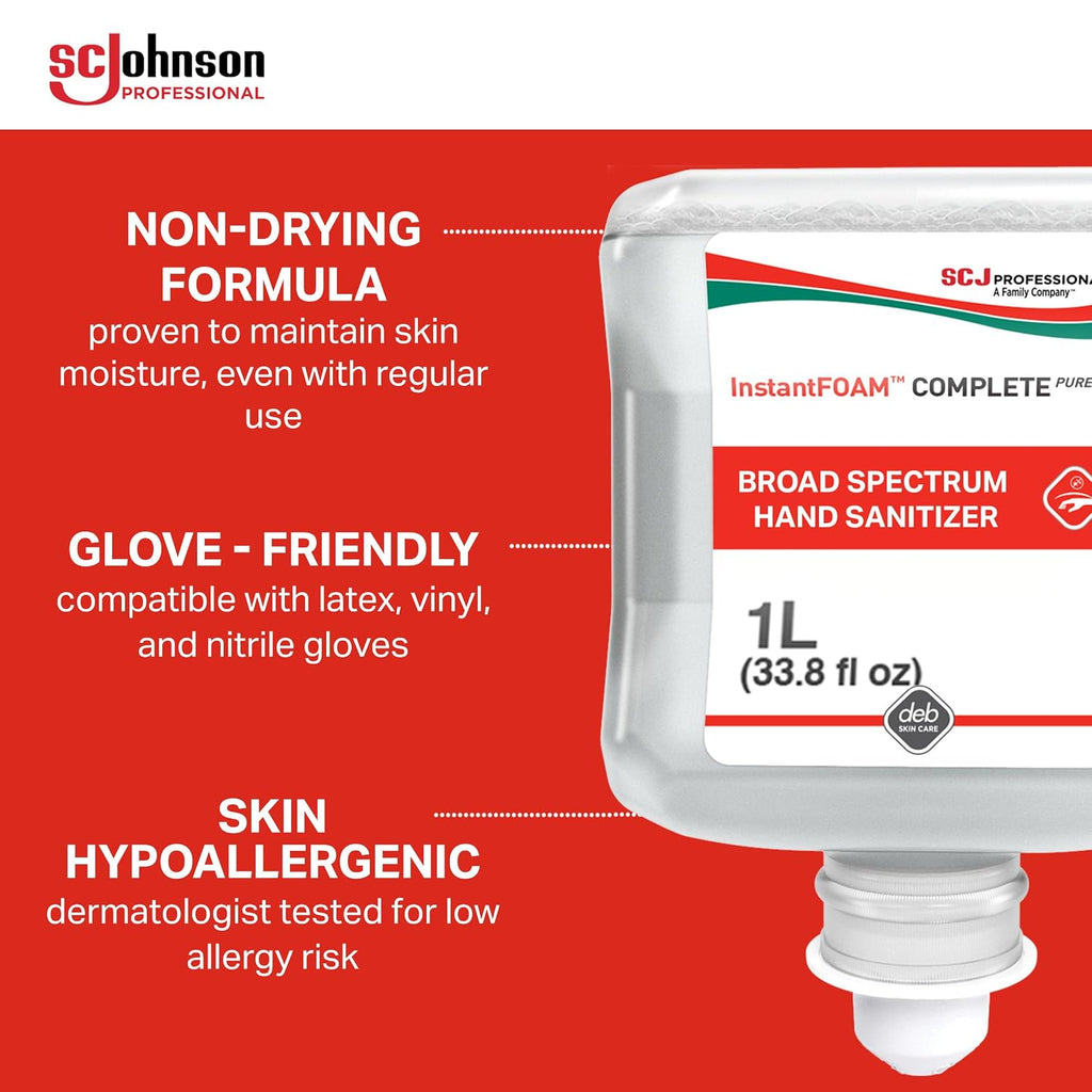 SC Johnson Professional InstantFOAM Complete Pure Foaming Hand Sanitizer, 1 Liter Cartridge, for Professional Use Only