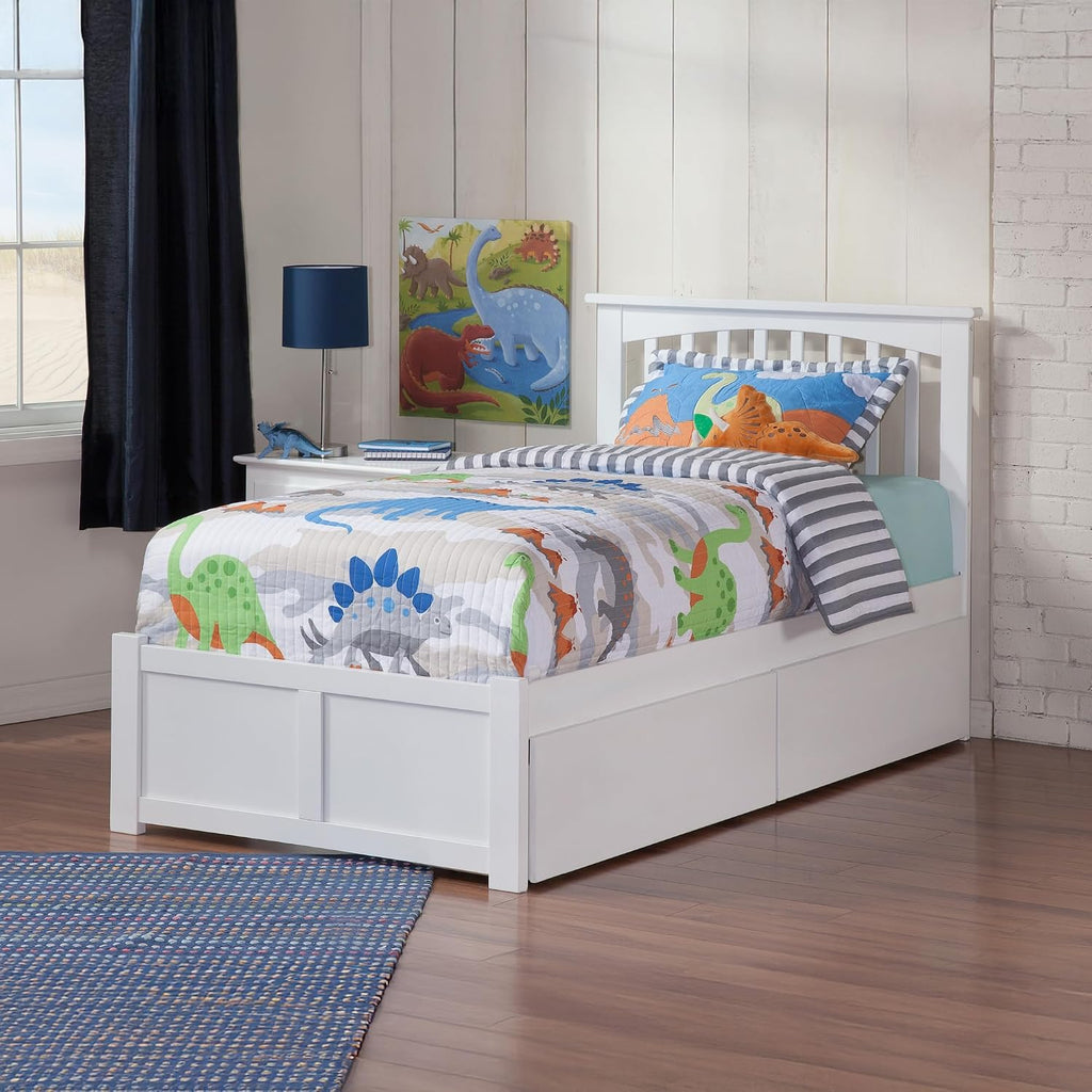 AFI, Mission Twin XL Platform Bed with Footboard & Storage Drawers, White