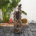 YZM 50.79' H Outdoor Rainforest Waterfall Tree Trunk Fountain with Bald Eagle Outdoor Cascading Water Feature for Garden Patio Backyard Landscape Décor 3-Tier Water Fountains