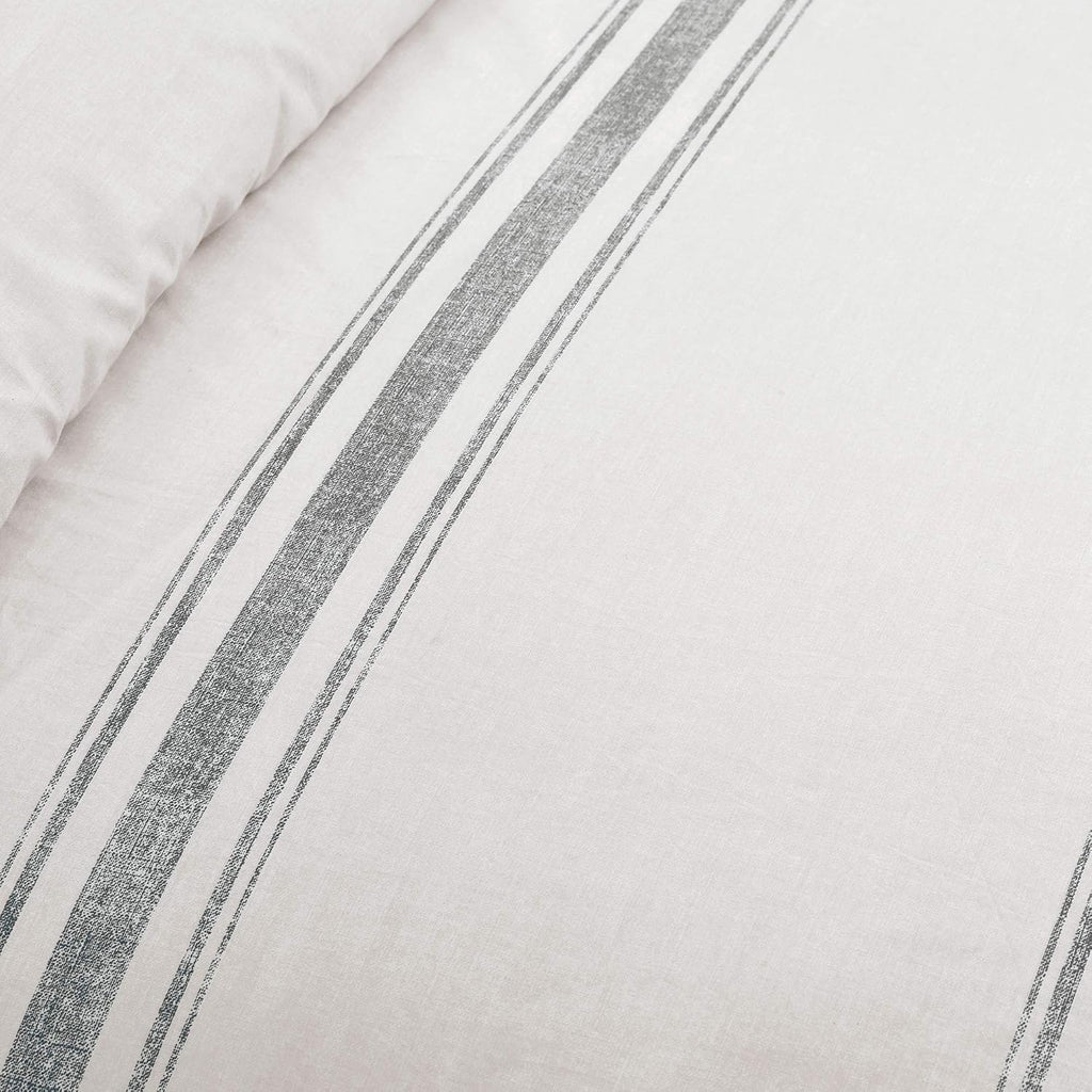 Lush Decor Farmhouse Stripe Reversible Cotton Duvet Cover King Size 3 Piece Set Gray - Farmhouse Bedding Set King - Striped Duvet Cover