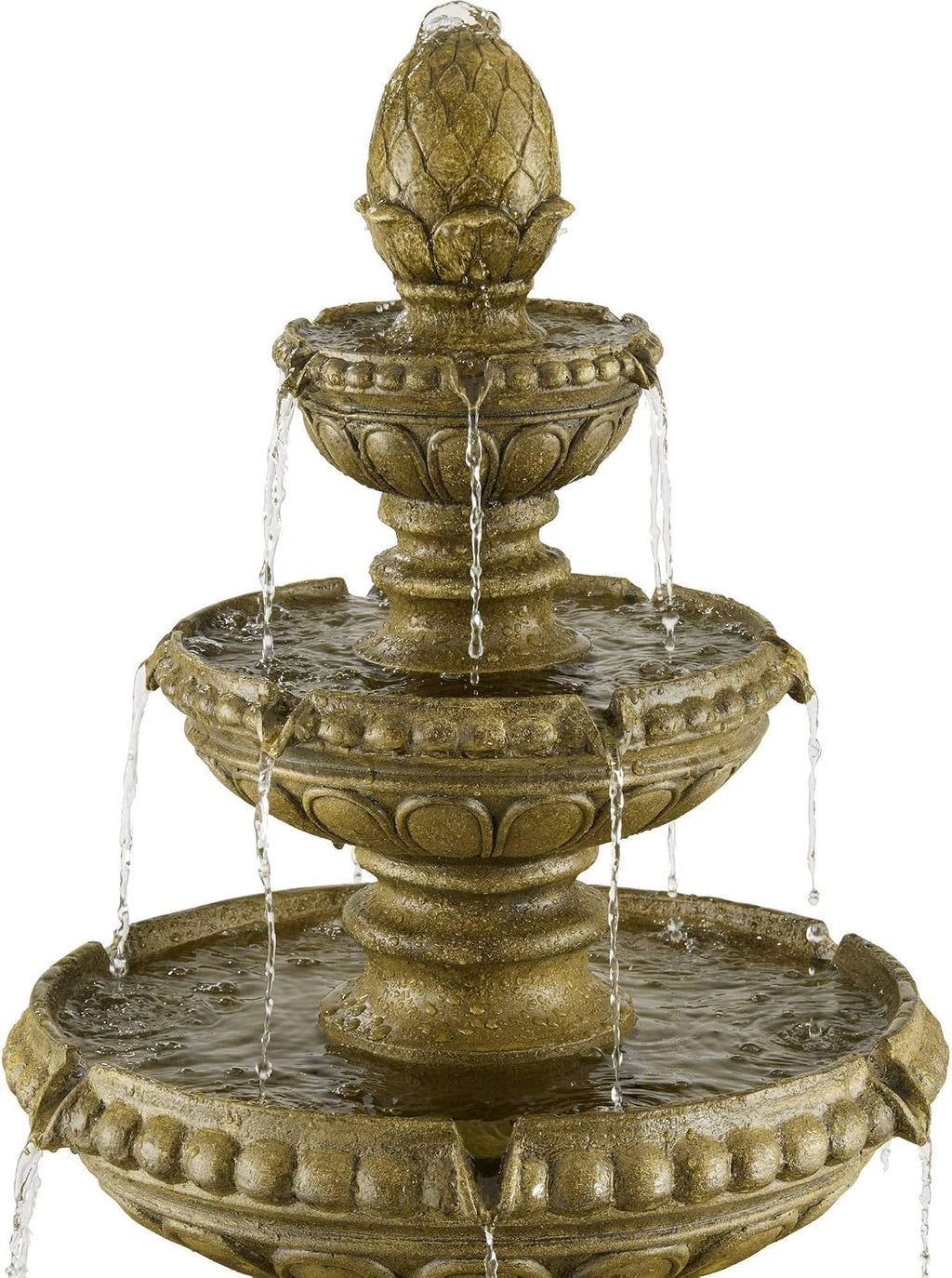 Sag Harbor 66' High Large Italian Outdoor Decor Sand Stone Floor Fountain with Light LED Waterfall 4-Tier Standing Basin Water Feature for Outside Garden Patio Yard Backyard Porch - John Timberland