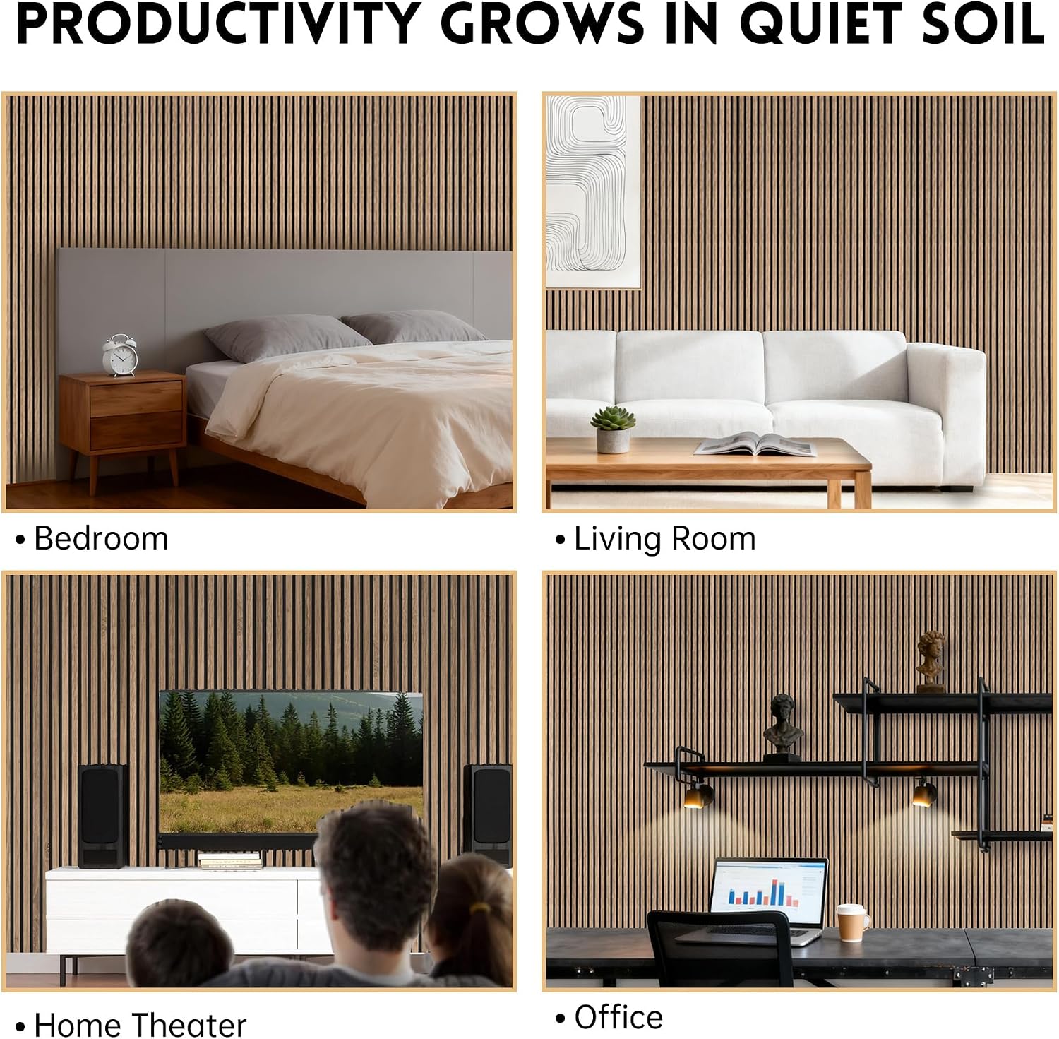 RITOLLO 4 Pack Wood Panels for Wall, 90.55'×12.6' Wood Slat Acoustic Panels for Wall, Soundproof Panels, 3D Fluted Panels for Interior Wall Decor (Natural Walnut)