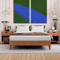 CARDINAL & CREST Wood Bed Frame - Made with 100% New Zealand Pine - Solid Mattress Platform Foundation Pressed Pine Slats - Easy Assembly - King - Almond