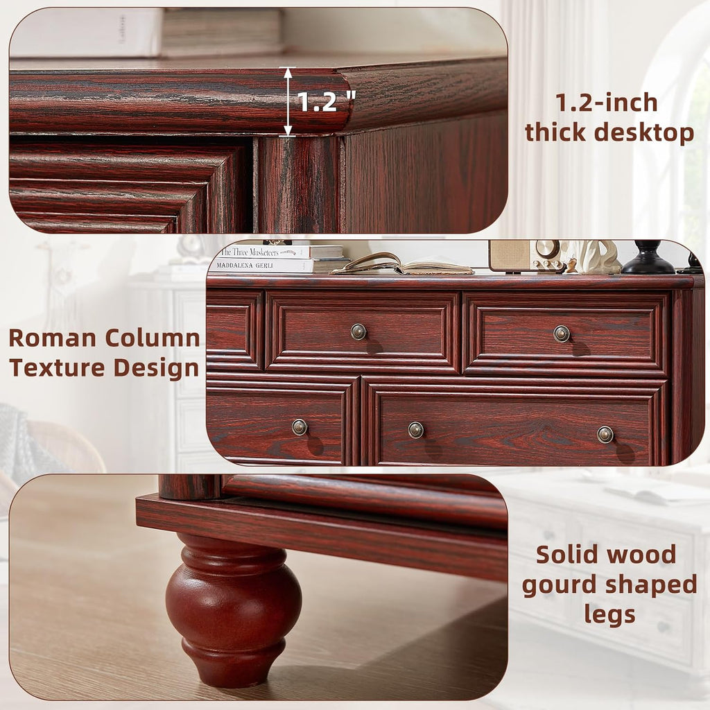 Farmhouse Dressers & Night Stand Set of 3, Wood 54' Wide 7 Drawer Dresser & 35.5'Tall Chest of Drawers, 18' with Charging Station Nightstand, Bedroom Furniture Dresser Set for Home Living Room Hallway