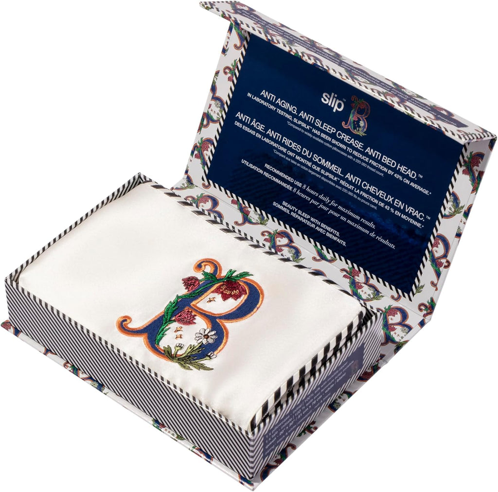 slip The Original Queen Pure Silk Pillow Case - 100% Pure 22 Momme Mulberry Silk - Queen Standard Size - Anti-Aging, Anti-BedHead, Anti-Sleep Crease, Initial Collection: Letter B (20' x 30')