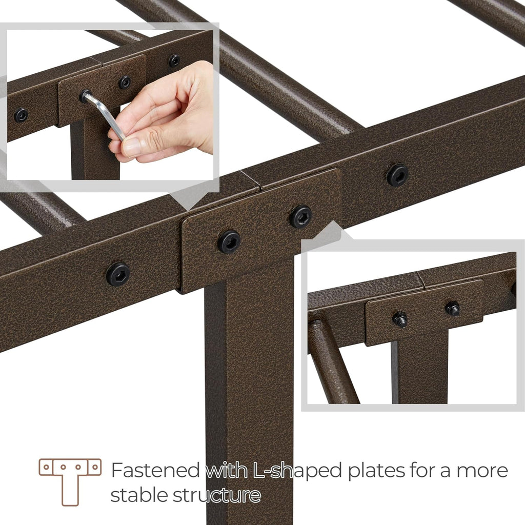 Topeakmart Full Size Victorian Style Metal Bed Frame with Headboard/Mattress Foundation/No Box Spring Needed/Under Bed Storage/Strong Slat Support Bronze