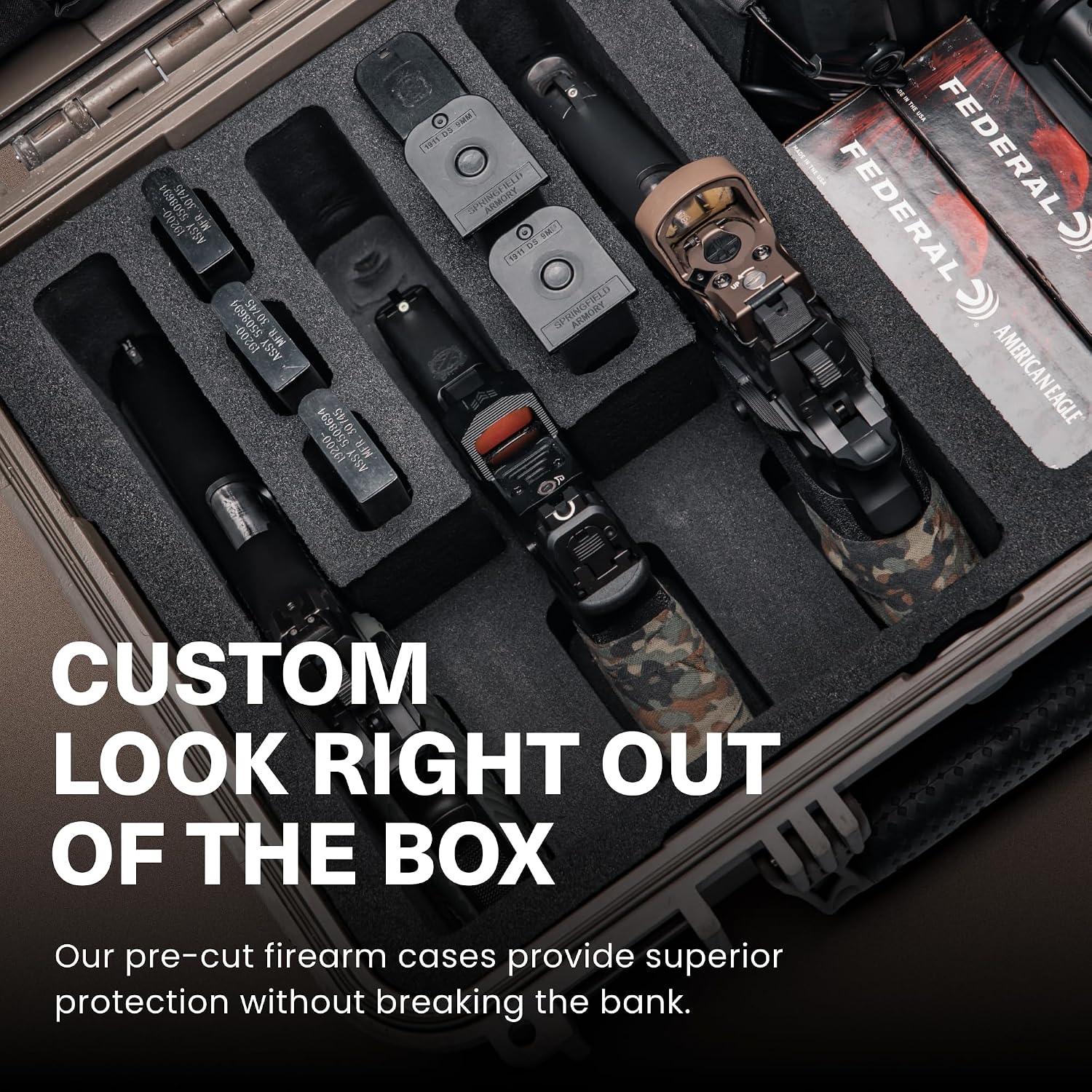 Condition 1 16' Pistol Case, Model 179, Heavy Duty Waterproof Hard Gun Case with Slot Mag with Pre-Cut Foam