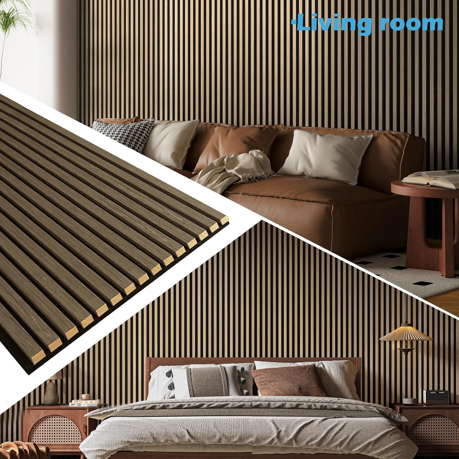 Art3d 2-Pack 94.5' x 24' Acoustic Wood Panels for Wall, 31 sq.ft Soundproof Wood Slat Panels, 3D Fluted Sound Absorbing Paneling for Interior Wall Decor, Living Room, Bedroom - Peach