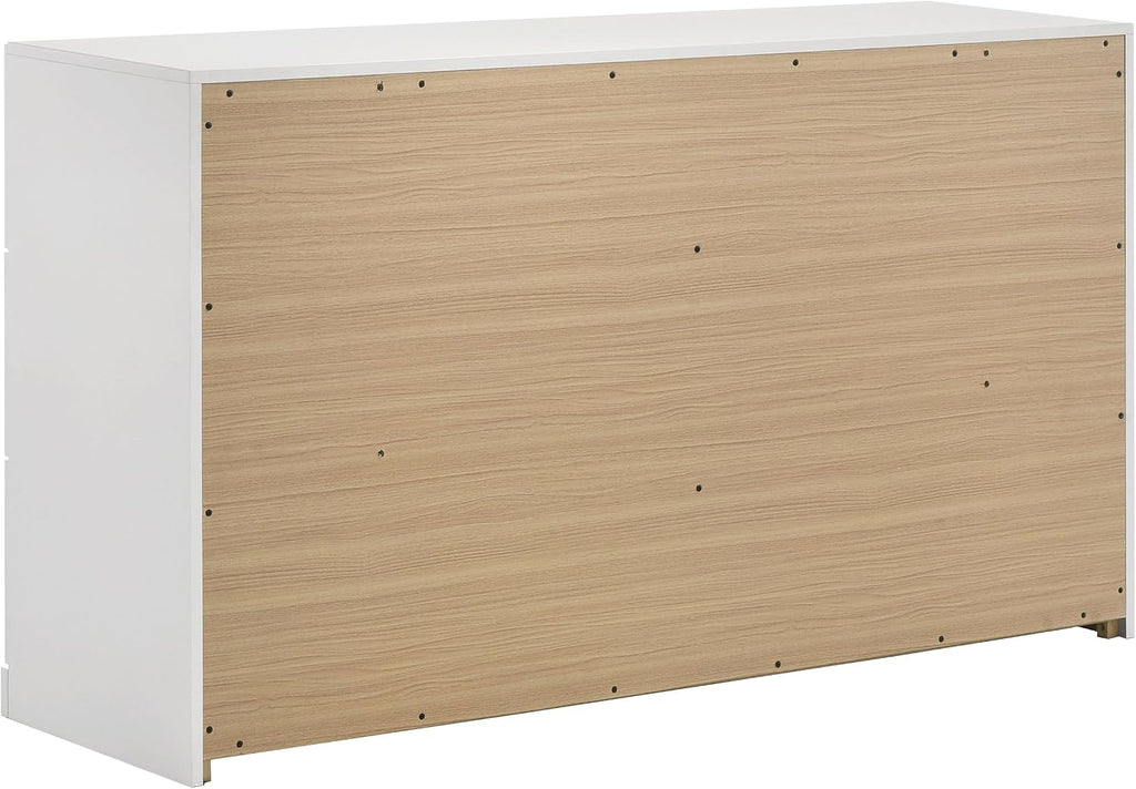 Coaster Home Furnishings - INES - Wood - 5-Piece Bedroom Set with Upholstered Bed and Flat Drawer Fronts - Bedroom - Queen Size - White High Gloss and Navy - 223091NVYQ-S5