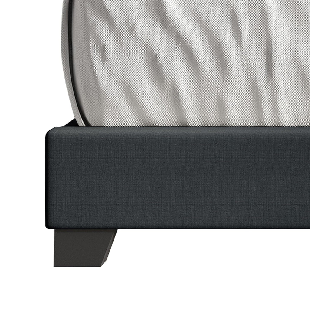 Queen Button Tufted Wingback Linen Upholstered Bed, Charcoal Grey