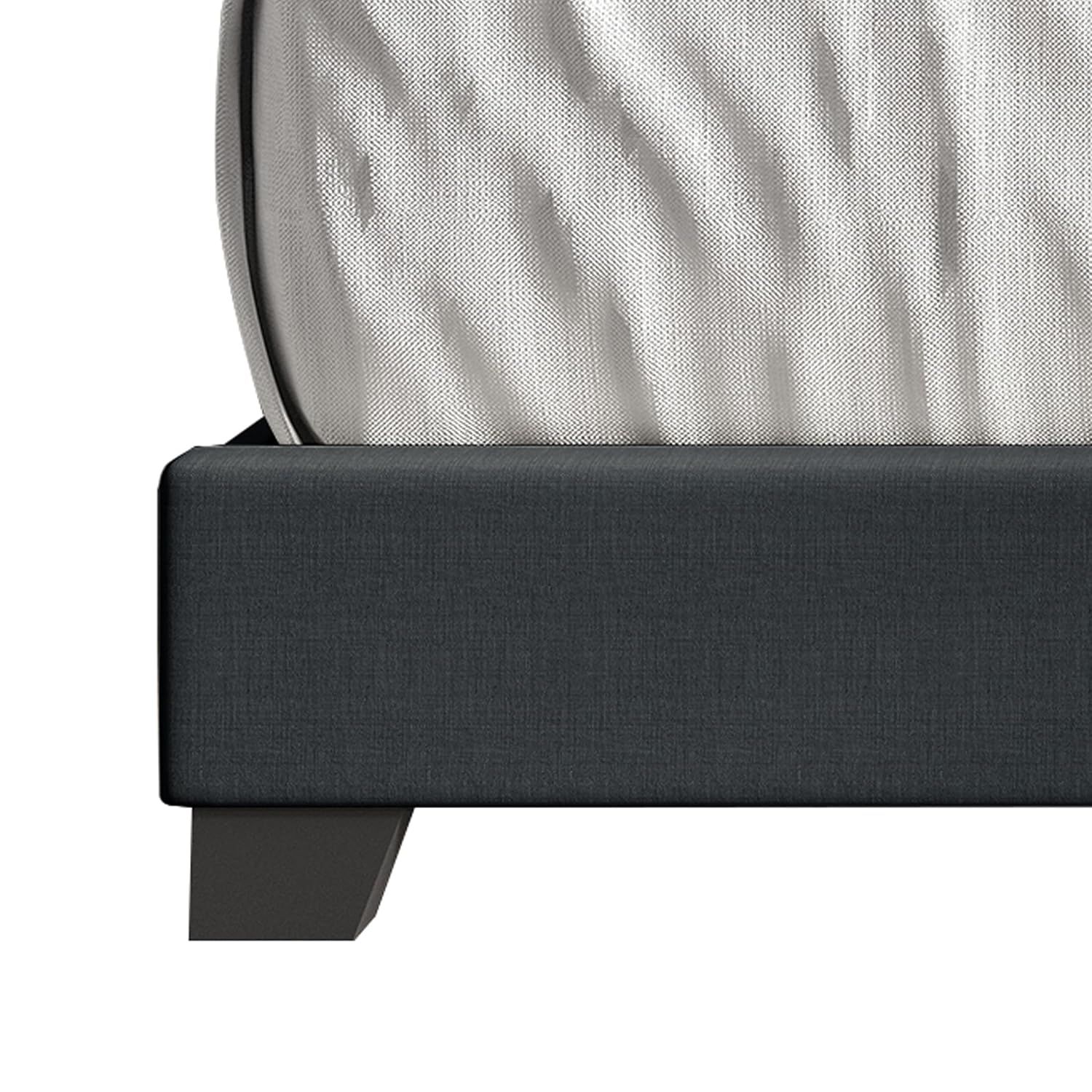 Queen Button Tufted Wingback Linen Upholstered Bed, Charcoal Grey