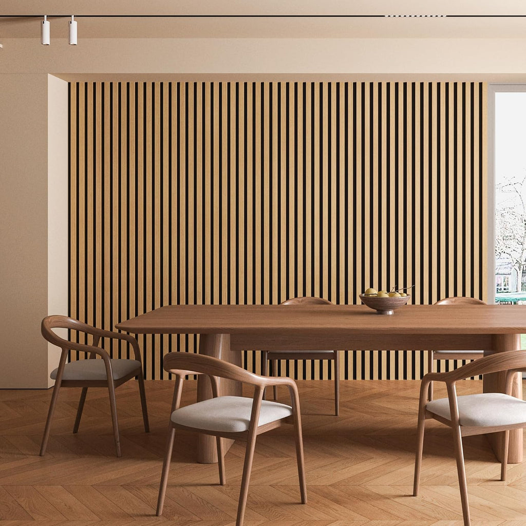 Art3d 2 Pack 94.5 x 24 inch Wood Slat Acoustic Panels for Wall & Ceiling - 31 sq.ft 3D Fluted Sound Absorbing Panel with Wood Finish, Teak