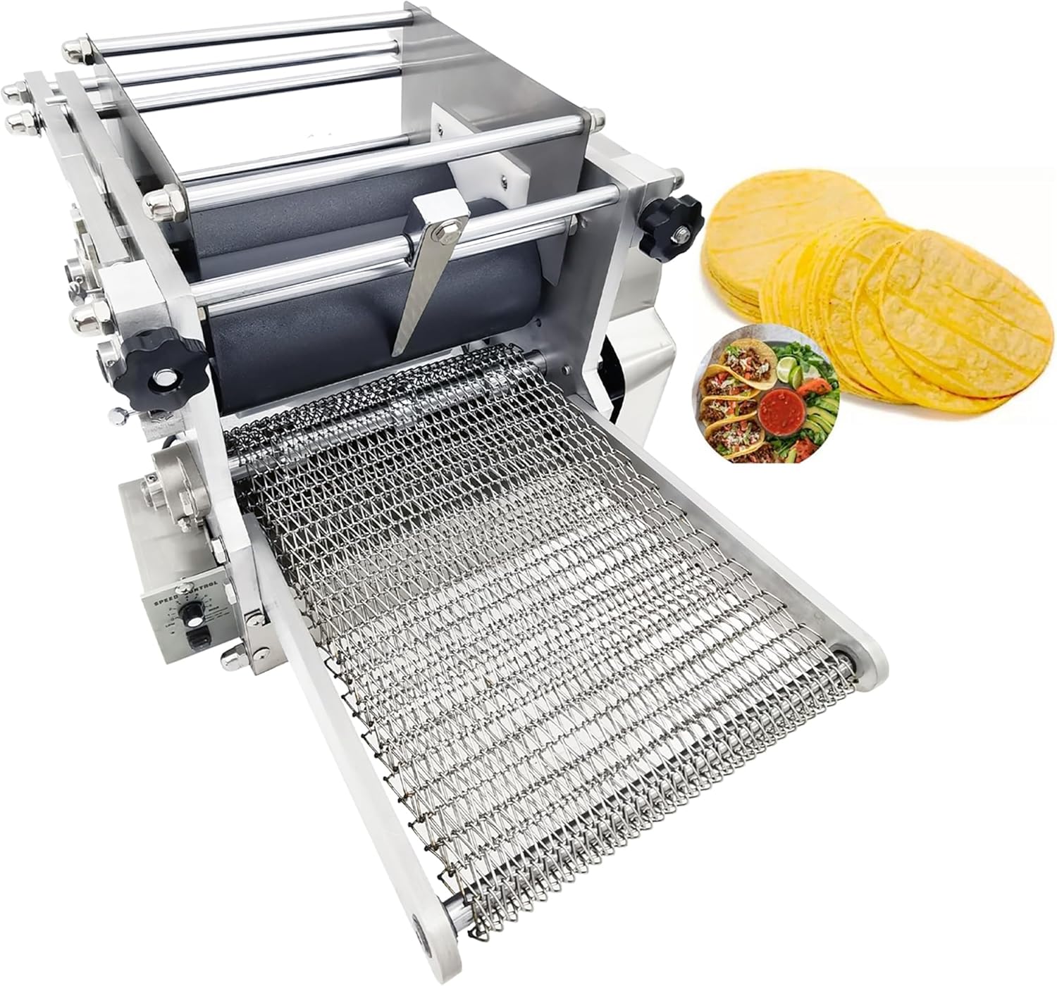 TECHTONGDA Electric Tortilla Press 7' Commercial Tortilla Tacos Maker Automatic Mexico Corn Tortilla Maer Stainless Steel Mexican Tortilla Chapatti Machine 1500-2000pcs/h