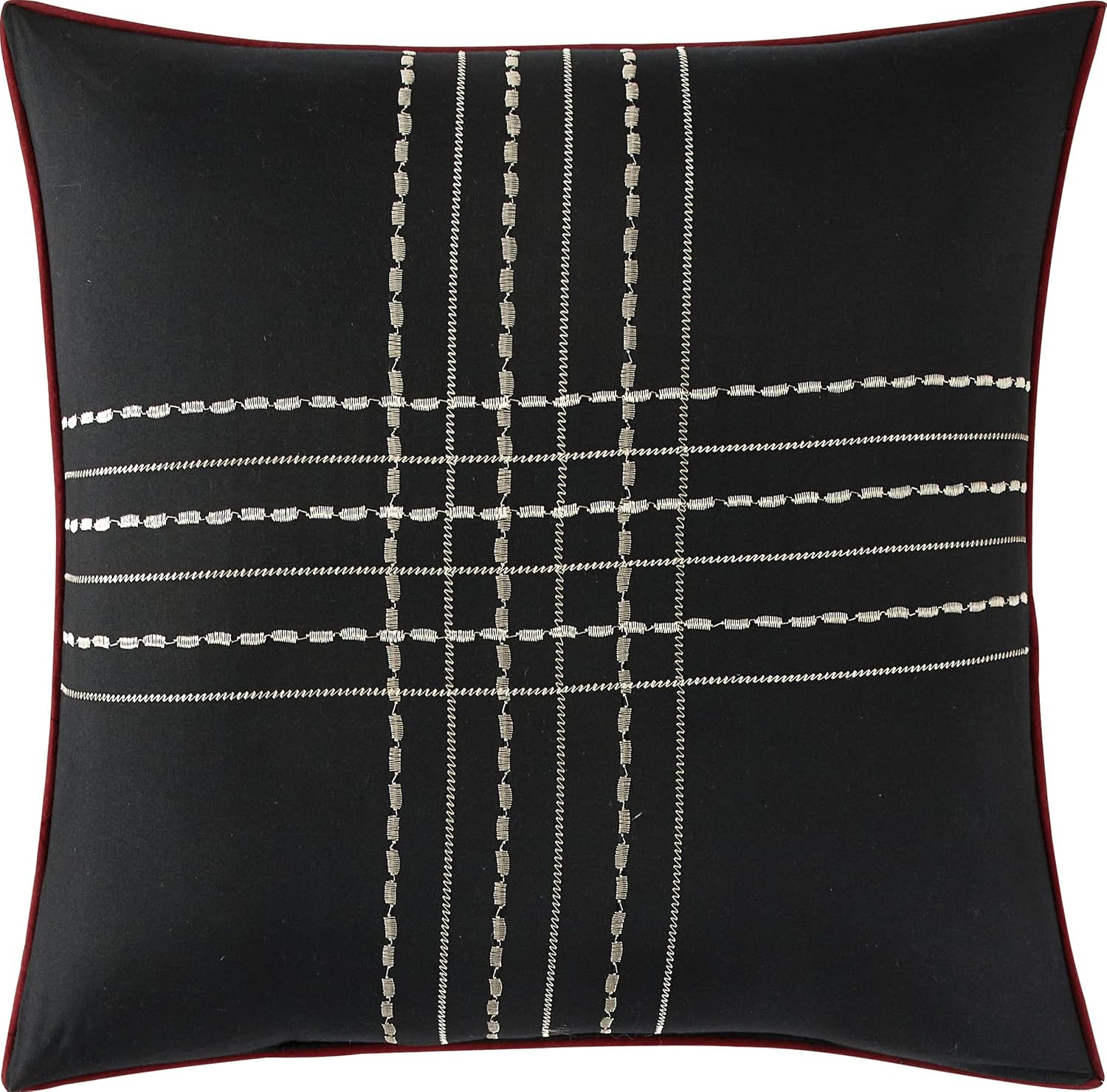 Startford Park Striped Comforter Set, 7 Piece,Black & Red, Bed Size Queen,Jacquard & Clip Geometric All Season Premium Bedding Set