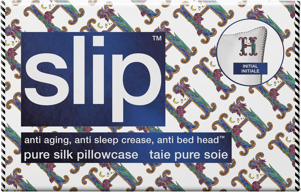 slip The Original Queen Pure Silk Pillow Case - 100% Pure 22 Momme Mulberry Silk - Queen Standard Size - Anti-Aging, Anti-BedHead, Anti-Sleep Crease, Initial Collection: Letter H (20' x 30')