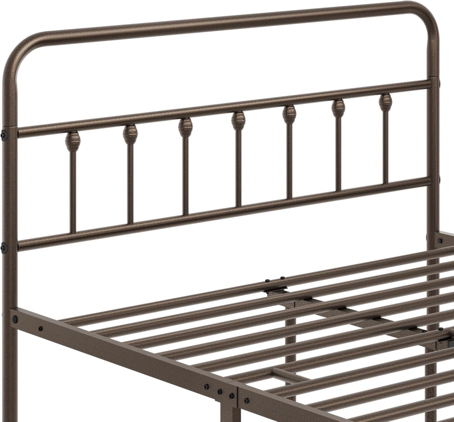 Topeakmart Full Size Victorian Style Metal Bed Frame with Headboard/Mattress Foundation/No Box Spring Needed/Under Bed Storage/Strong Slat Support Bronze