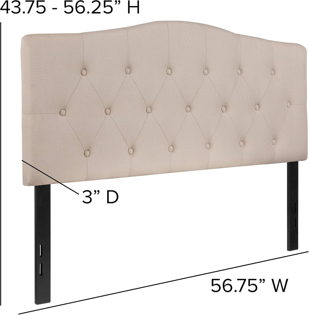 Flash Furniture Cambridge Button Tufted and Diamond Stitched Upholstered Full Size Headboard in Beige Fabric
