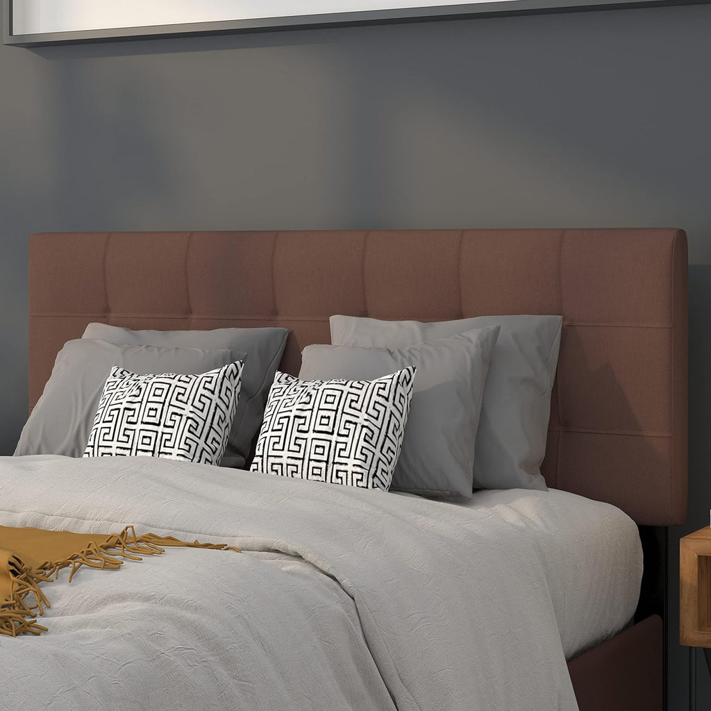 Flash Furniture Bedford Tufted Upholstered Full Size Headboard in Dark Brown Fabric