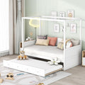 Harper & Bright Designs Twin Size Canopy Day Bed with Twin Size Trundle, White