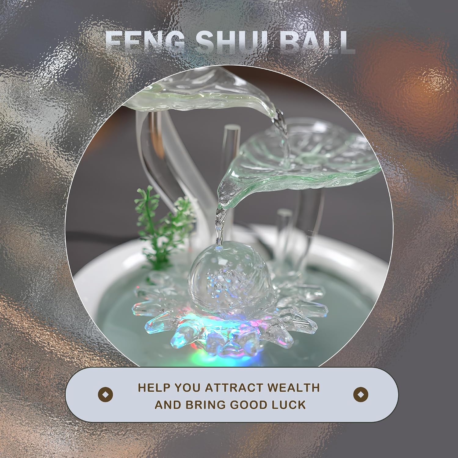 Tabletop Water Fountain Indoor - Water Fountain Decor for Meditation, Relaxation for Yoga, Study, Tea, Living Room, Office, Beauty Club Decor