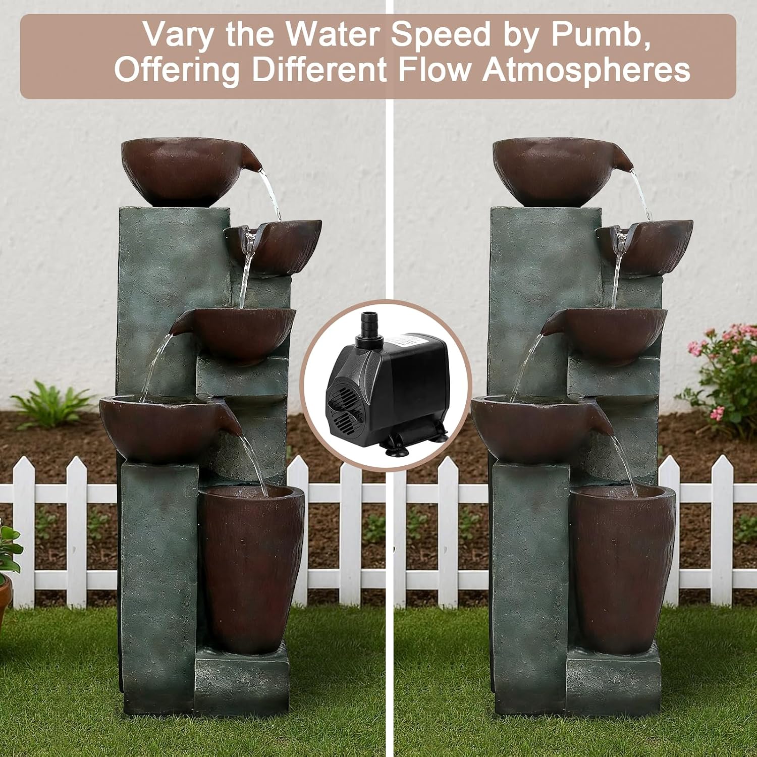 Naturefalls 39.7' Tall Outdoor Water Fountain and Waterfalls - Large Garden Fountain with LED Lights, 5-Tier Cascading, Indoor and Outdoor Fountains for Garden, Patio, Deck, Porch, Backyard and Home