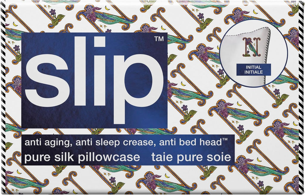 slip The Original Queen Pure Silk Pillow Case - 100% Pure 22 Momme Mulberry Silk - Queen Standard Size - Anti-Aging, Anti-BedHead, Anti-Sleep Crease, Initial Collection: Letter N (20' x 30')