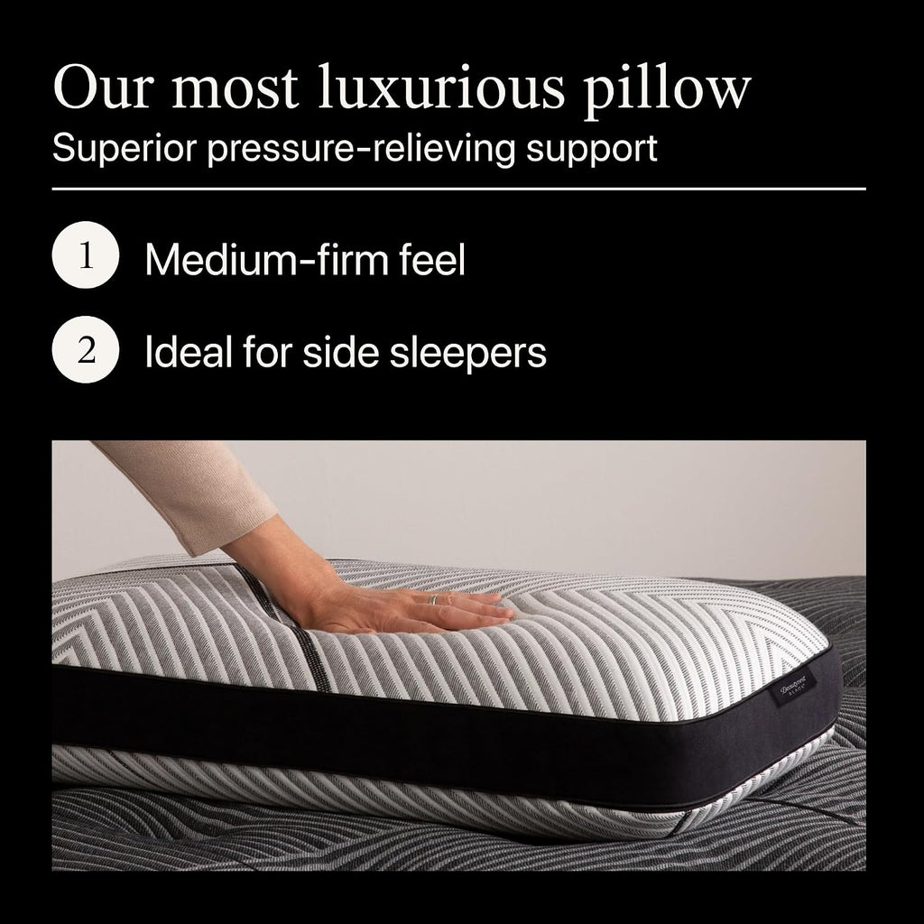 Beautyrest Black Luxury Foam Pillow - Queen Size - Medium Firm Feel - Containing Breathable and Pressure Relieving Premium Memory Foam that Utilizes Plant Based Cooling Technology