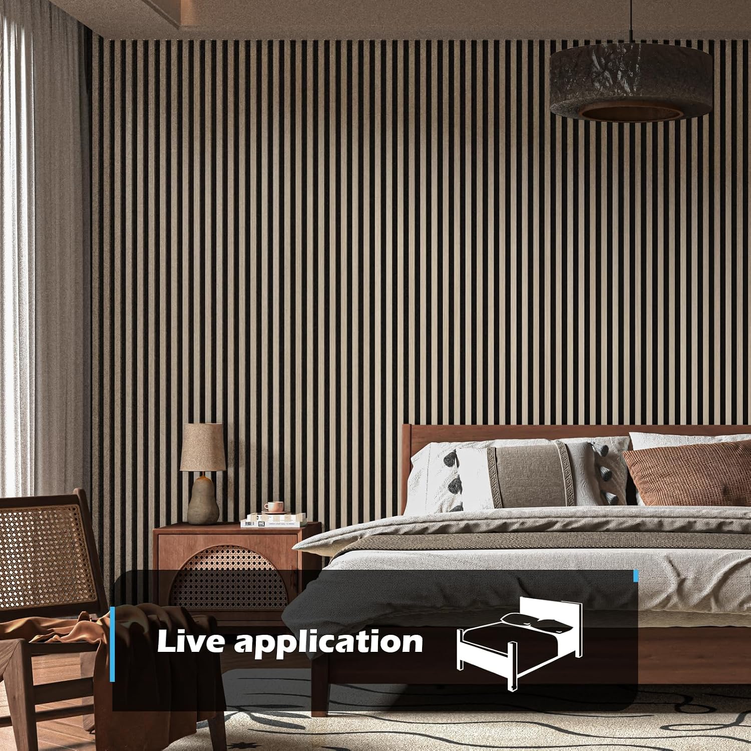 Art3d 2-Pack 94.5' x 24' Acoustic Wood Panels for Wall, 31 sq.ft Soundproof Wood Slat Panels, 3D Fluted Sound Absorbing Paneling for Interior Wall Decor, Living Room, Bedroom - Brown Oak