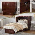 AFI, Nantucket Twin Murphy Bed Chest with Mattress, Storage Drawer, and Built-in USB Charger, Walnut