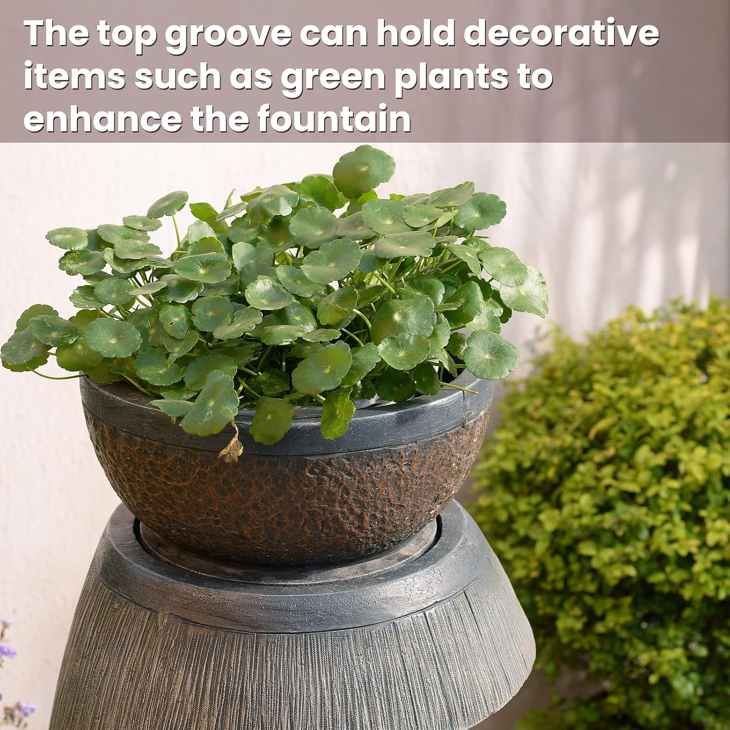31.9' S-Shaped Outdoor Water Fountain with Lights – Resin Waterfall Fountain Outdoor with Planter Bowl, Modern Grey Garden Water Feature for Patio, Balcony, Yard, Home Decor