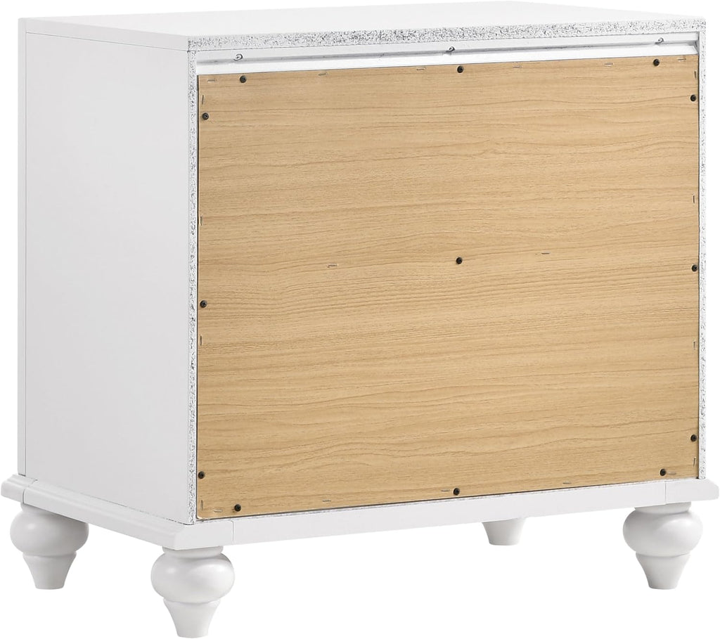 Coaster Home Furnishings Barzini Modern Classic 5-Piece Bedroom Set Leatherette Upholstered Queen Size Panel Bed Frame 56-inch Headboard White 205891Q-S5