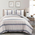 Lush Decor Farmhouse Stripe Reversible Cotton Duvet Cover King Size 3 Piece Set Navy - Farmhouse Bedding Set King - Striped Duvet Cover