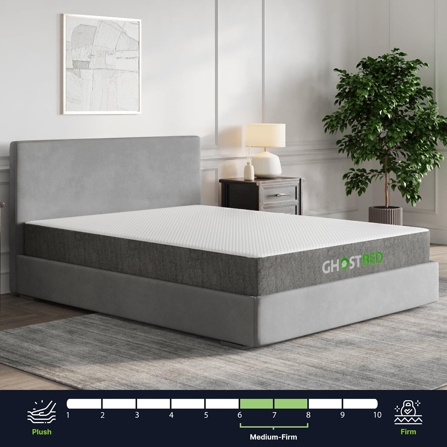 GhostBed Classic 11 Inch Memory Foam Mattress with Metal Platform Bed Frame Foundation with Slat Support Bundle - Medium Firm Feel - CertiPUR-US Certified - Twin