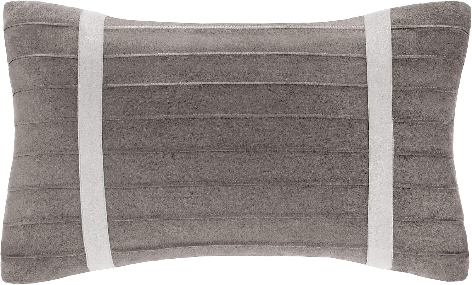 Madison Park Palmer Comforter Set - Faux Suede Design, Striped Accent, All Season Down Alternative Bedding, Matching Shams, Decorative Pillow, Bed Skirt, King (104 in x 92 in), Black 7 Piece