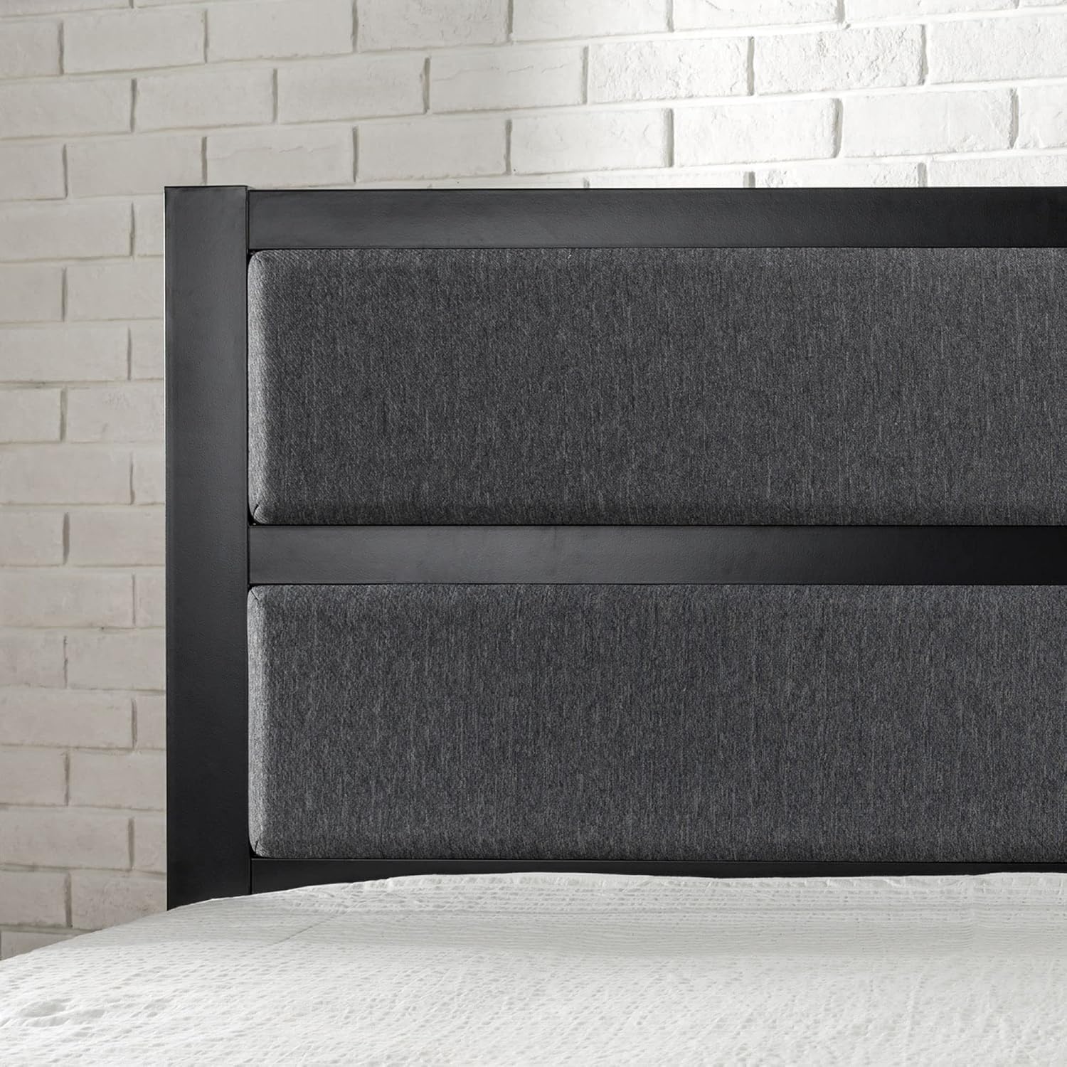 Zinus Jessica Upholstered Metal Headboard, Easy Assembly, Queen, Grey