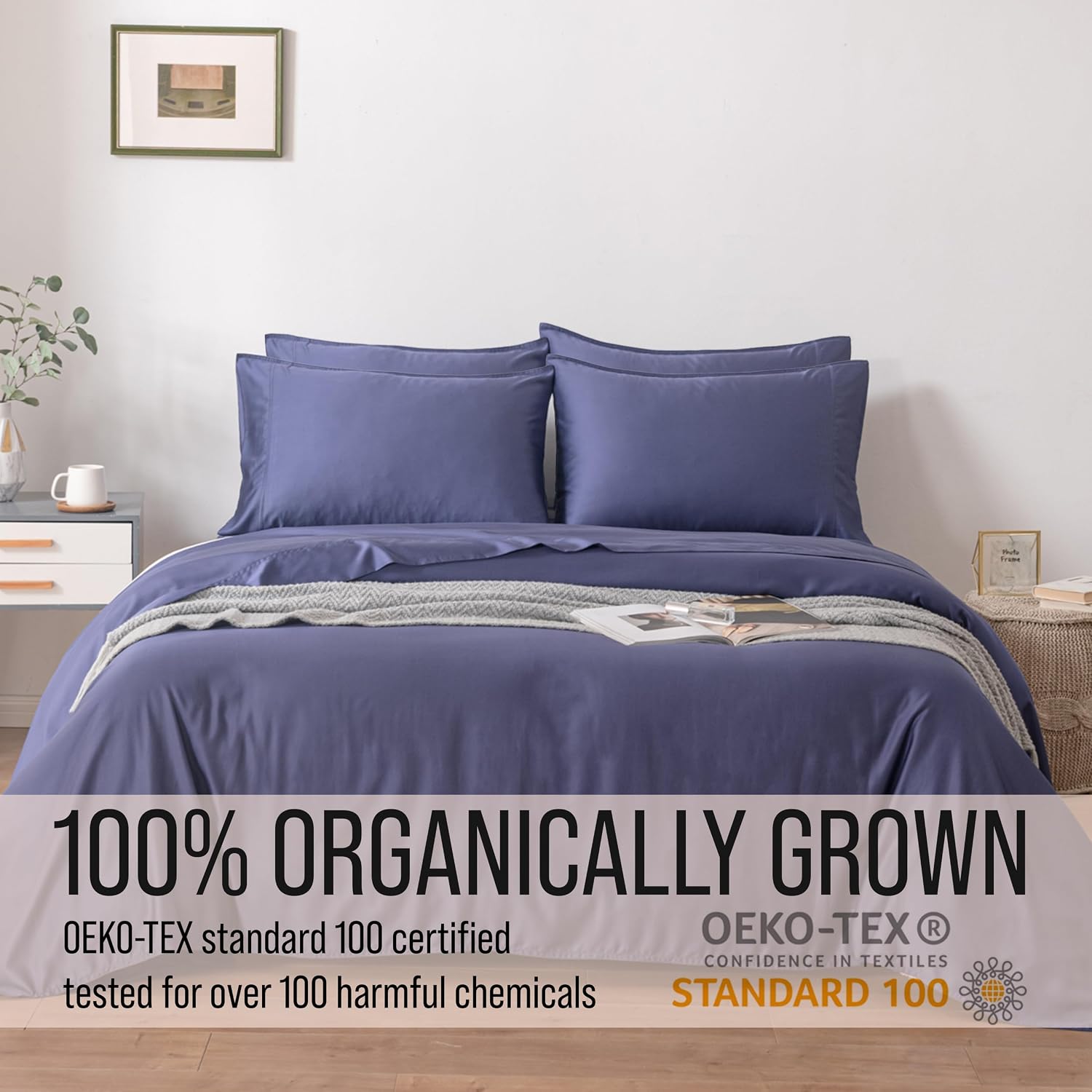 Bella Coterie 6 Piece Luxury Bamboo Viscose King Size Sheet Set | 100% Organically Grown | Cooling for Hot Sleepers | 18' Deep Pocket | Soft & Hypoallergenic | 4 Pillowcases [Twilight Blue]
