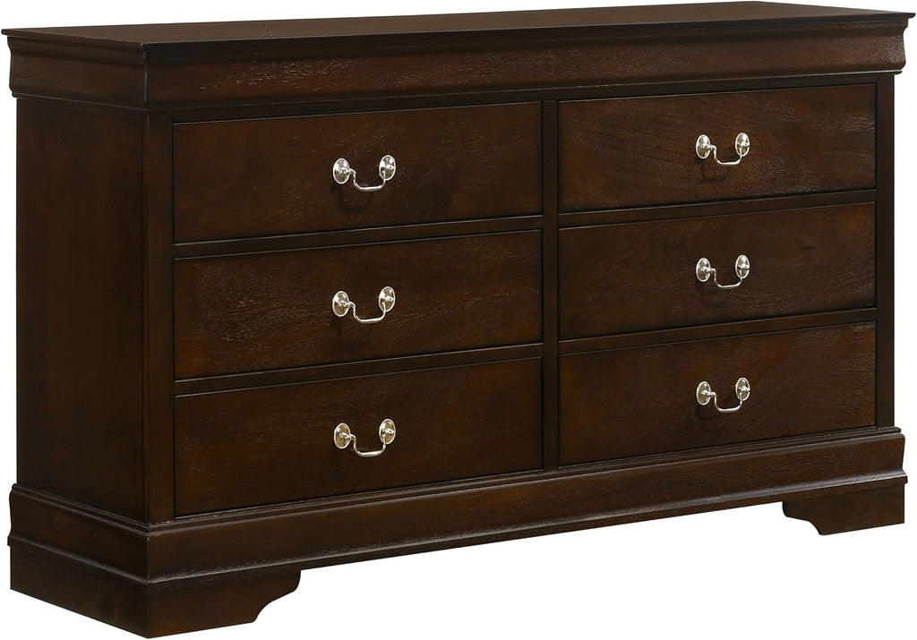 Coaster Home Furnishings Louis Philippe 4-piece Bedroom Set Full Size Traditional Wooden Sleigh Bed Frame 47-Inch Panel Headboard Nightstand Dresser and Mirror Cappuccino Brown 202411F-S4