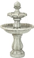Sunnydaze 35' Solar 2-Tier Outdoor Water Fountain - Garden Water Feature with Battery Backup and Pump - White
