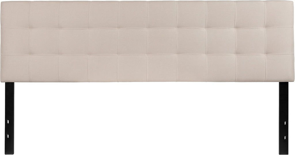 Flash Furniture Bedford Box Stitch Tufted Upholstered King Size Headboard in Beige Fabric